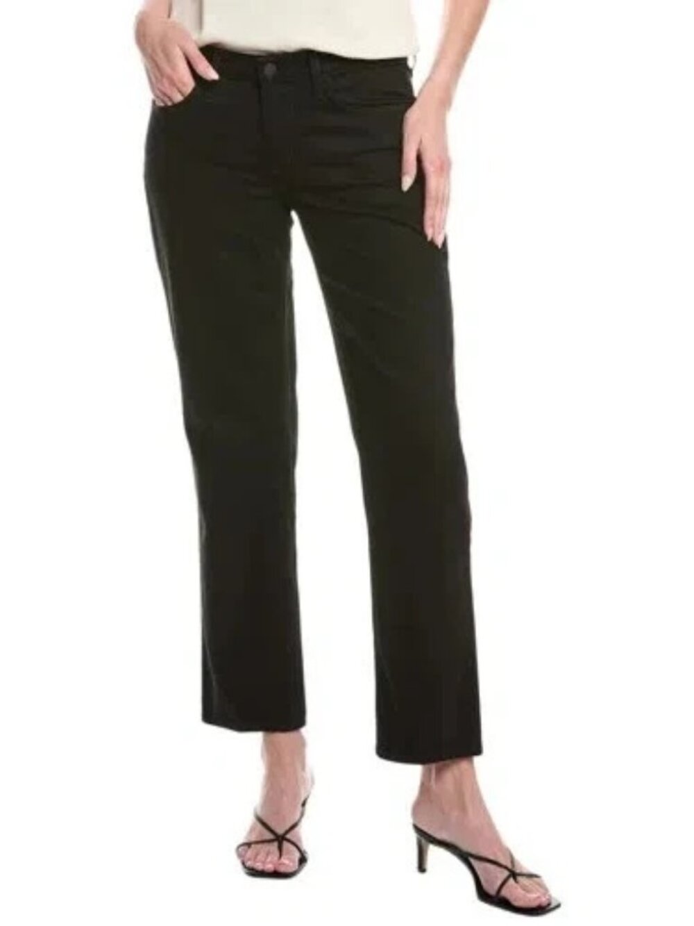 New L'AGENCE NEVIA Low Rise Slouchy Slim Straight Ankle Jeans Noir Black Size 28